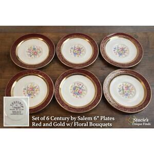"Aristocrat Maroon" pattern by Salem China Company 5 7/8”